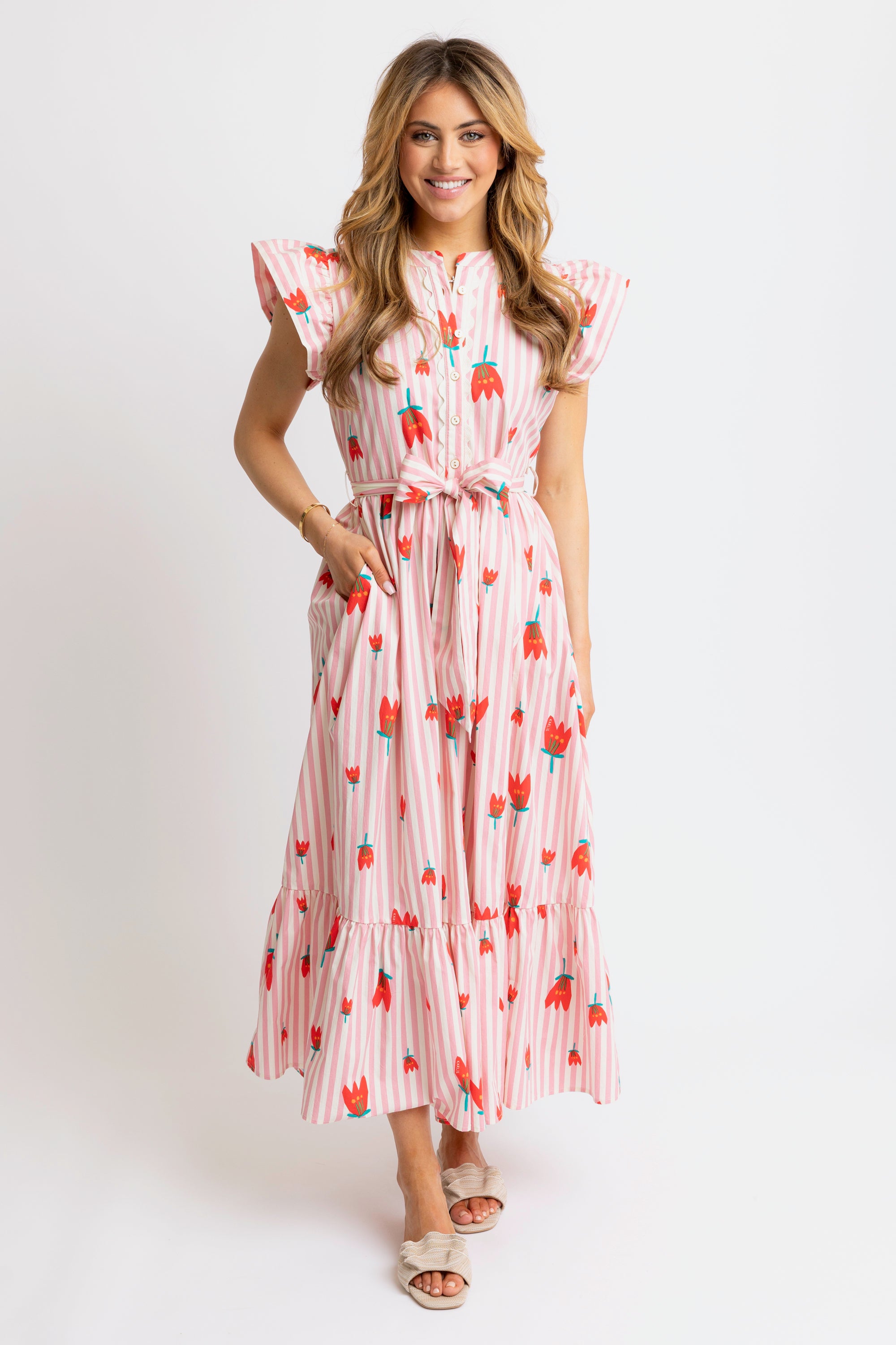 Karlie Stripe Poppy Maxi Dress BUCHANAN Karlie Stripe Poppy Maxi Dress BUCHANAN