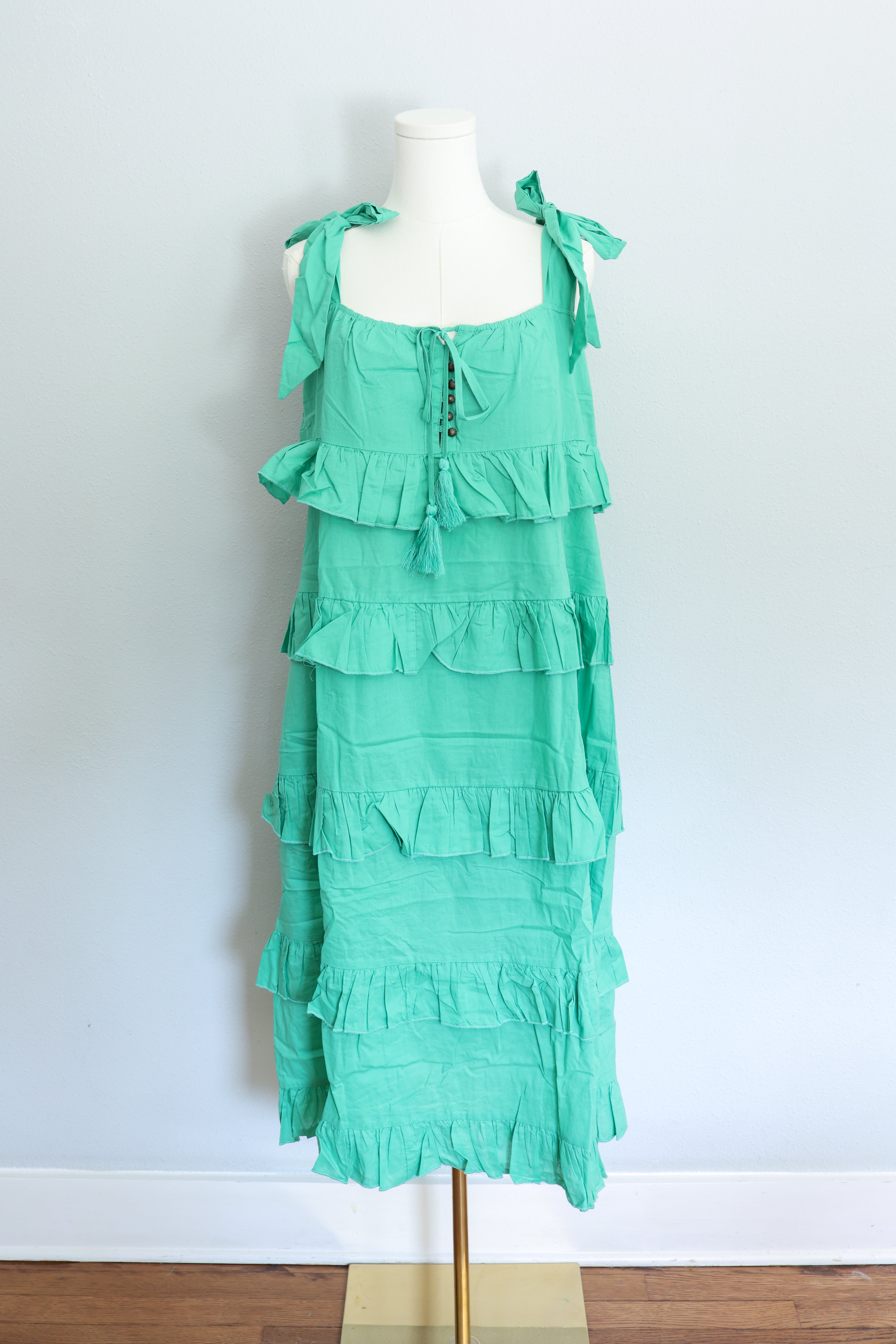 Green Midi Ruffle Dress BUCHANAN Green Midi Ruffle Dress BUCHANAN